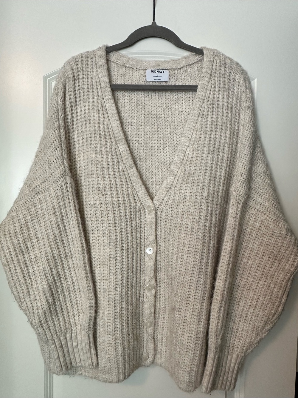 Old Navy Beige/Cream Ribbed V-Neck Button Cardigan